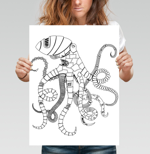 Фотография футболки Кибер-осьминог