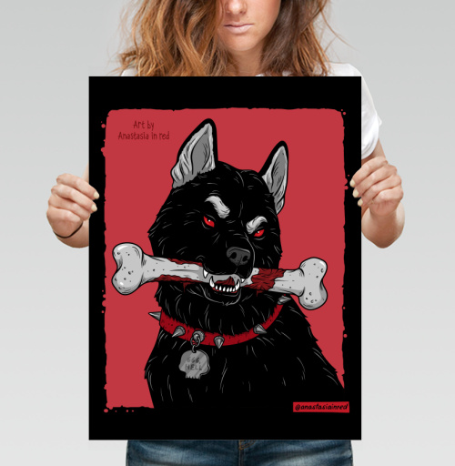 Постер вертикальный Черный пёс