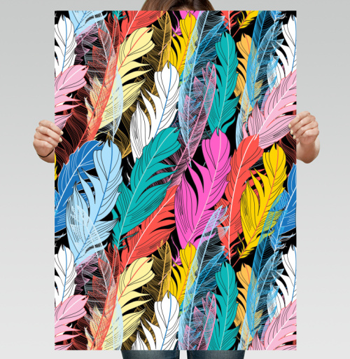 Фотография футболки Разноцветные графические перья