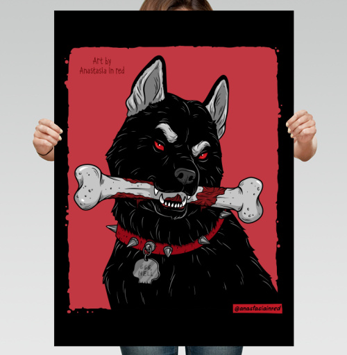 Постер вертикальный Черный пёс