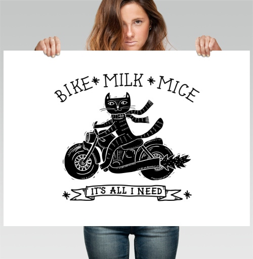 Фотография футболки Кошка на мотоцикле