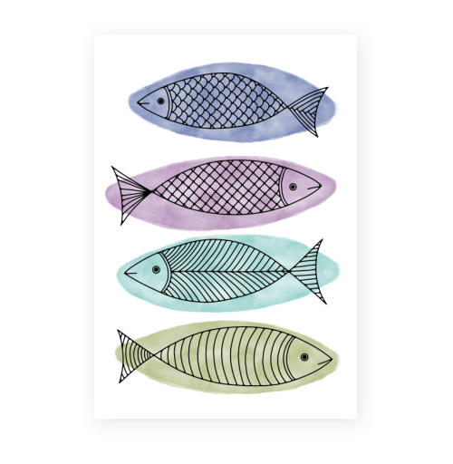 Фотография футболки Рыбы на акварели