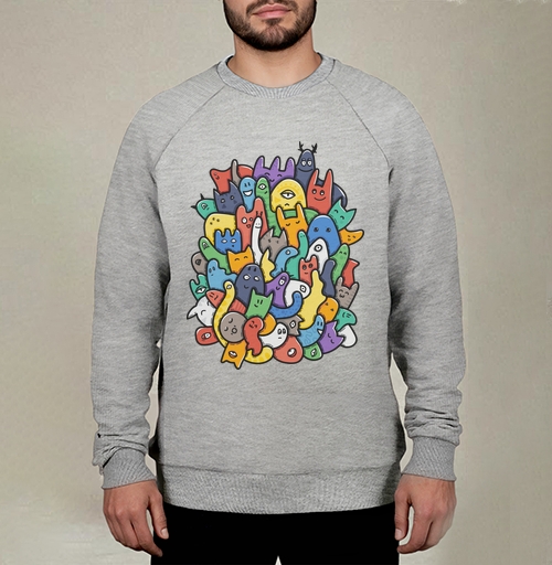 Фотография футболки Весёлое собрание мультяшных монстров doodle art