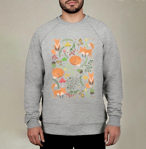 Фотография футболки Мягкий декоративный узор с очаровательными лисами