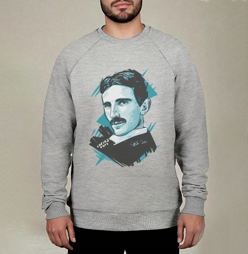 Фотография футболки Портрет Николы Теслы в стиле поп-арт с бирюзовым акцентом