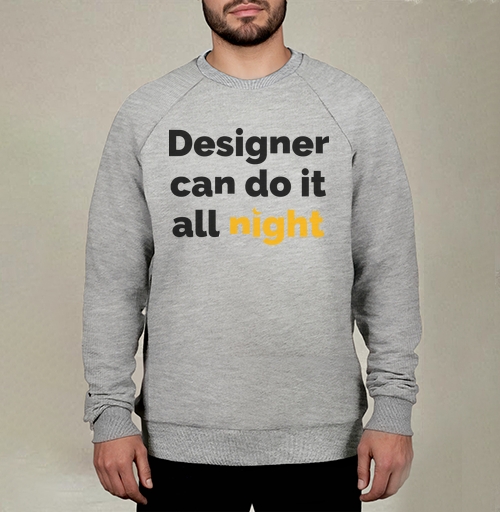 Фотография футболки Футболка с принтом «Designer can do it all night»
