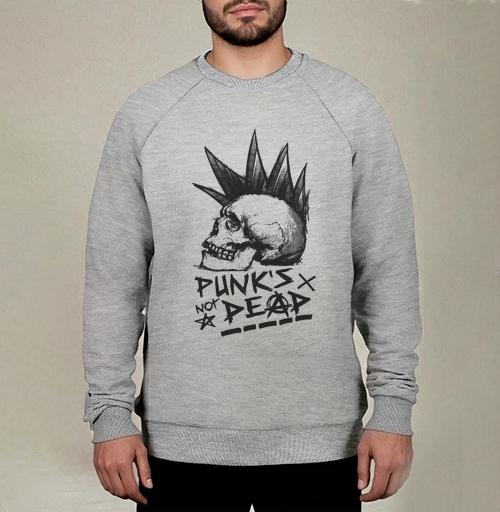 Фотография футболки Череп с ирокезом PUNKS NOT DEAD – панк-графика