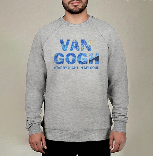 Фотография футболки Van Gogh / Ван Гог вдохновляющая типографика звездная ночь художника