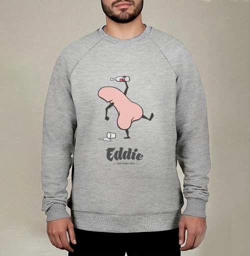 Фотография футболки Забавный пьяный пенис с бутылкой в руке Eddie the funky dick