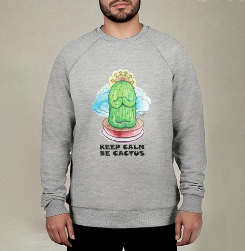 Фотография футболки Спокойный медитирующий кактус с позитивной надписью be cactus