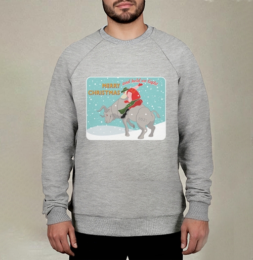 Фотография футболки Весёлое рождество на быке держись крепче