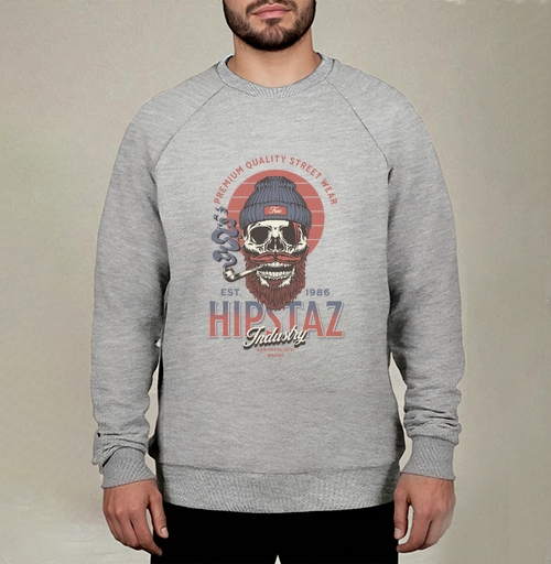 Фотография футболки Череп хипстер с трубкой и бородой для одежды street wear