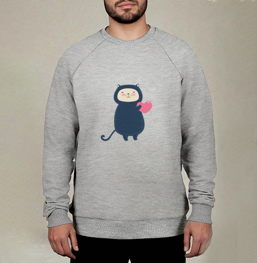 Фотография футболки Милый котик с розовым сердцем в kawaii стиле