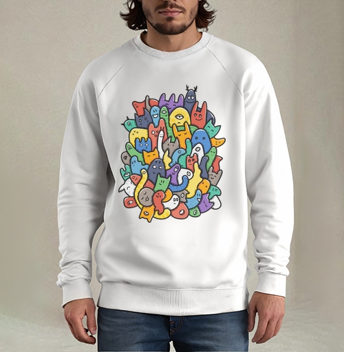 Фотография футболки Весёлое собрание мультяшных монстров doodle art