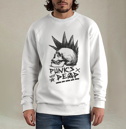 Фотография футболки Череп с ирокезом PUNKS NOT DEAD – панк-графика