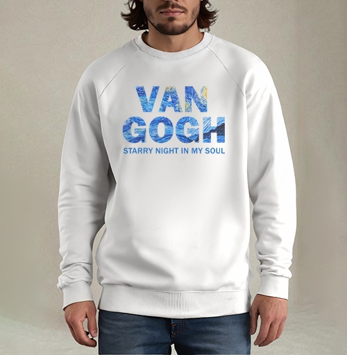 Фотография футболки Van Gogh / Ван Гог вдохновляющая типографика звездная ночь художника