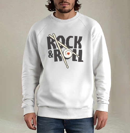 Фотография футболки Рок-н-ролльная подача суши с черепом и палочками ROCK ROLL