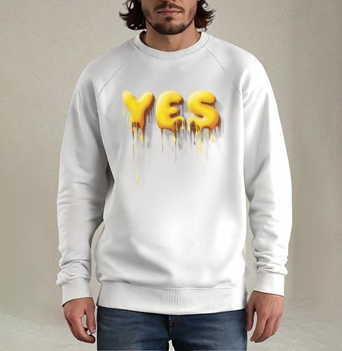 Фотография футболки Объемные желтые капающие буквы да Yes