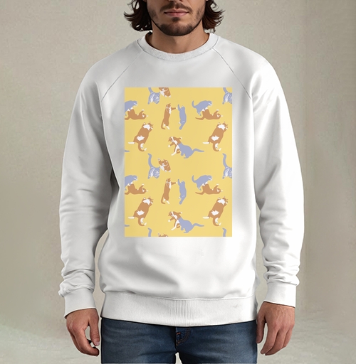 Фотография футболки Playful Pets Cats Pattern – Паттерн игры веселых котиков дизайн