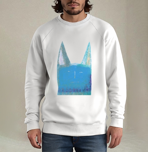 Фотография футболки Синий задумчивый кот с крупными ушами