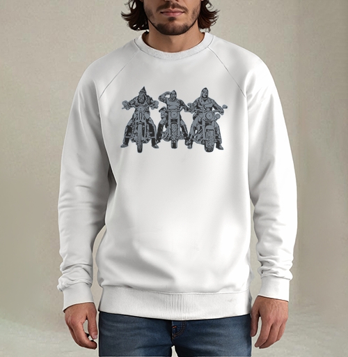 Фотография футболки Три мотоциклиста в колонне серые силуэты