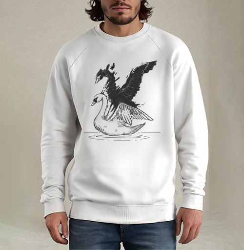 Фотография футболки Трансформация: Белый и Черный Лебедь в Динамике
