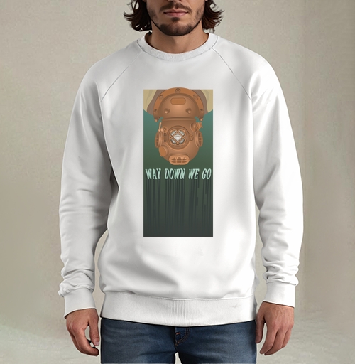 Фотография футболки Погружение вглубь моря с подводным шлемом Way down we go
