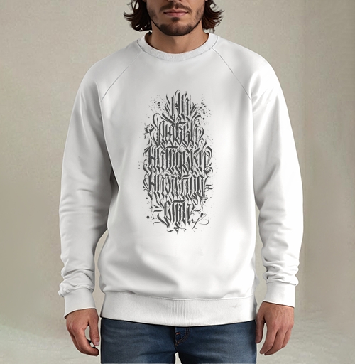 Фотография футболки Каллиграффити «ALL EVERYTHING IS STYLE» – Мрачная элегантность