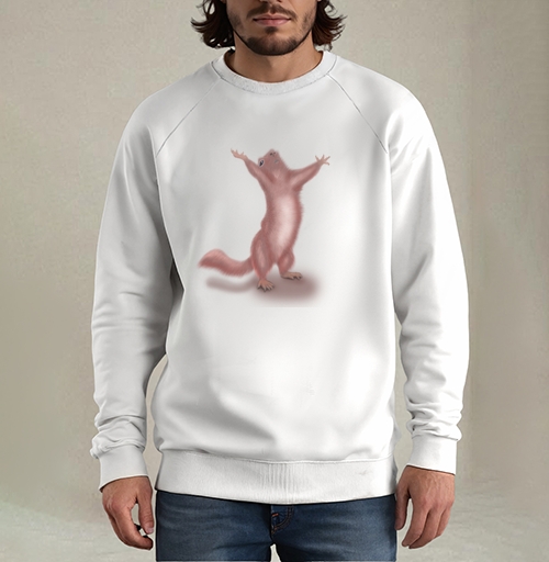 Фотография футболки Восторженная розовая белка на сером фоне