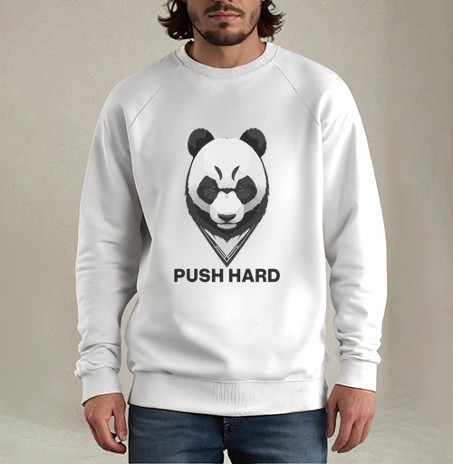 Фотография футболки Мотивирующий принт с панды «PUSH HARD»