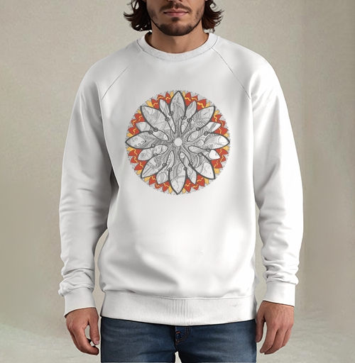 Фотография футболки Mandala/Мандала симметричный зентангл узор для созерцания медитативного черно белого