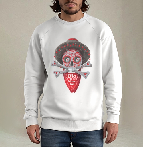 Фотография футболки Череп с сомбреро Día de los Muertos яркий арт