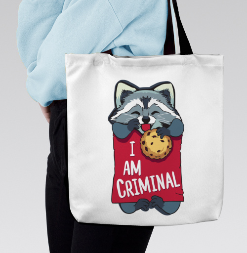 Фотография футболки Милая футболка с енотом и надписью I AM CRIMINAL