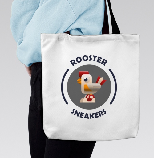 Фотография футболки Логотип ROOSTER Sneakers с петухом в кроссовках