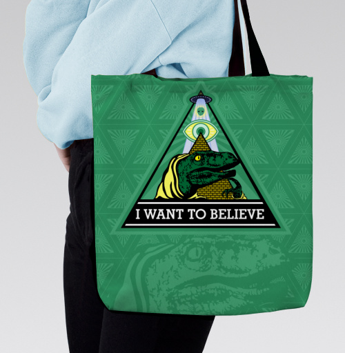 Фотография футболки Велоцираптор Иллюминат с Надписью I WANT TO BELIEVE