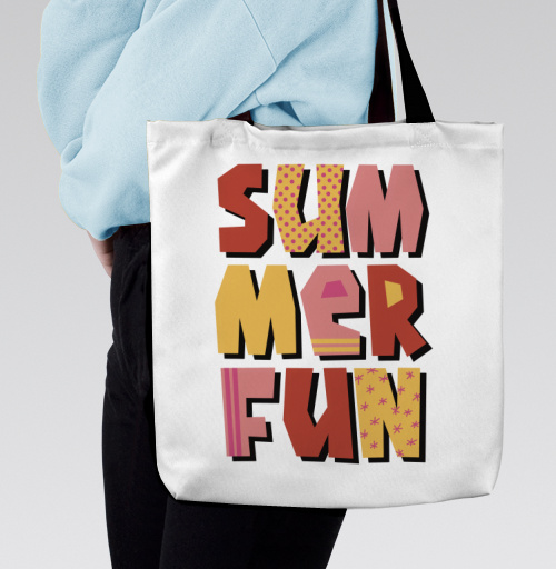 Фотография футболки Летние забавы теплые цвета летний текст summer fun