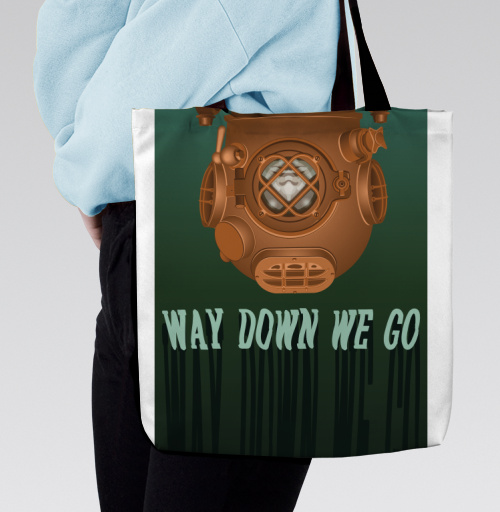 Фотография футболки Погружение вглубь моря с подводным шлемом Way down we go