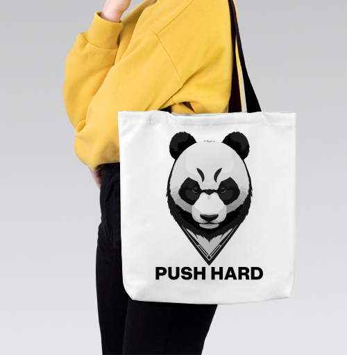 Фотография футболки Мотивирующий принт с панды «PUSH HARD»