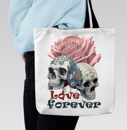 Фотография футболки Розовая роза с черепами символы вечной любви forever