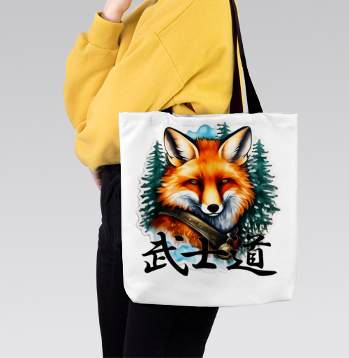 Фотография футболки Портрет Лисы-Самурая в стиле Sticker Art