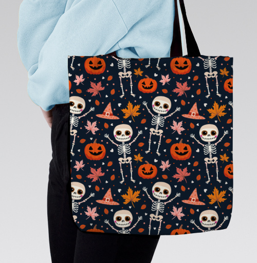 Фотография футболки Веселый танцующий скелет и тыква / Happy skeleton and pumpkin Halloween
