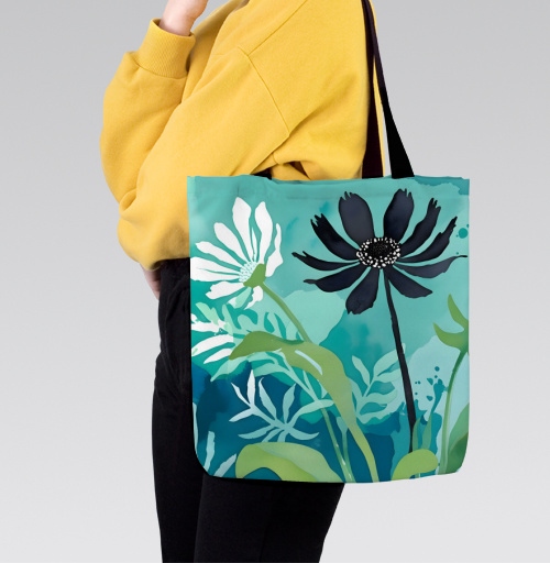 Фотография футболки Modern Teal Floral Composition / Абстрактная бирюзовая цветочная композиция