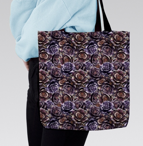 Фотография футболки Purple Rose Pattern – Темно-фиолетовые розы создают изысканный цветочный паттерн
