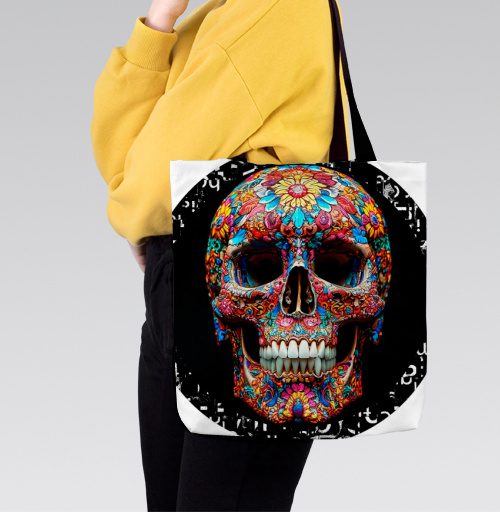 Фотография футболки Floral Skull - Цветочный мексиканский череп яркий красочный декор