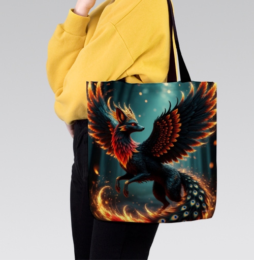 Фотография футболки Fire Fox Phoenix Hybrid – Огненная лиса феникс в лесу мистический дух природы
