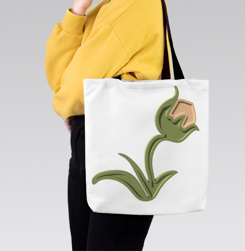 Фотография футболки Зеленый объемный тюльпан на черном фоне / Stylized green tulip 3D