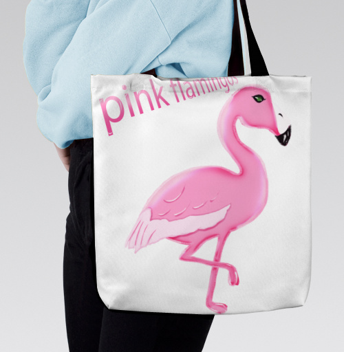 Фотография футболки Розовый фламинго стоящий на одной ноге