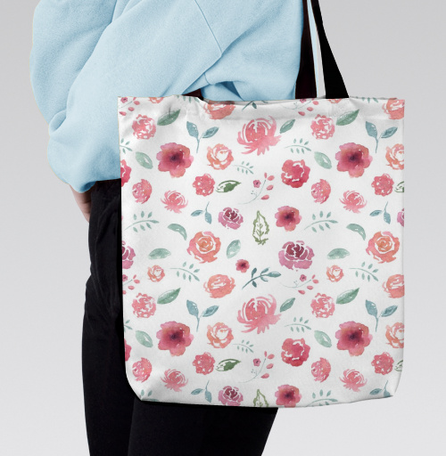 Фотография футболки Нежный акварельный цветочный узор для декора