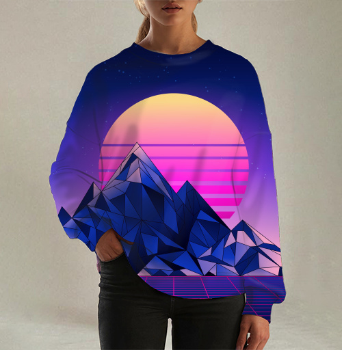 Фотография футболки Ретро неоновые горы