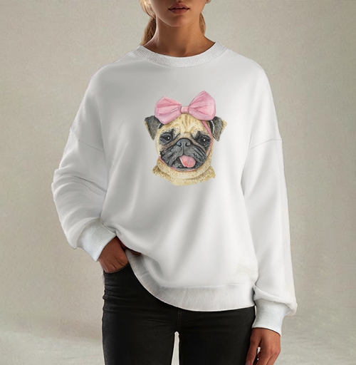 Фотография футболки Мопс с бантиком